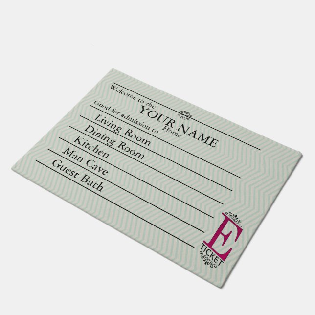 Nostalgic E-Ticket Customisable Doormat (Angled)