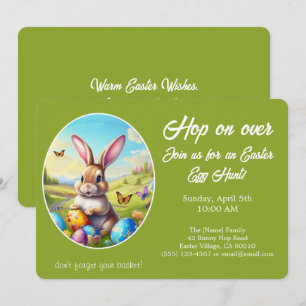 Nostalgic Easter Bunny in Spring Meadow -  Invitation
