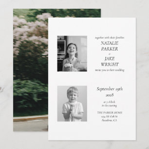 Nostalgic Editorial Black and White Photo Wedding Invitation