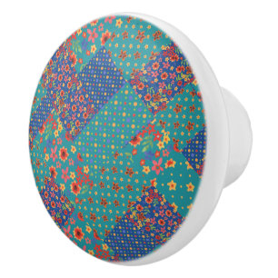 Nostalgic Faux Patchwork Ceramic Drawer Knob