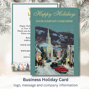 Nostalgic Festive Christmas Scene Business Logo Holiday Card