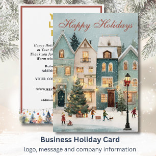 Nostalgic Festive Christmas Scene Business Logo Holiday Card