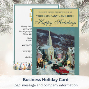 Nostalgic Festive Christmas Scene Business Logo Holiday Card