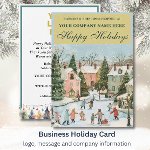 Nostalgic Festive Christmas Scene Business Logo Holiday Card