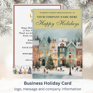 Nostalgic Festive Christmas Scene Business Logo Holiday Card