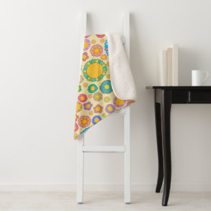 Nostalgic Flora Cream Sherpa Blanket