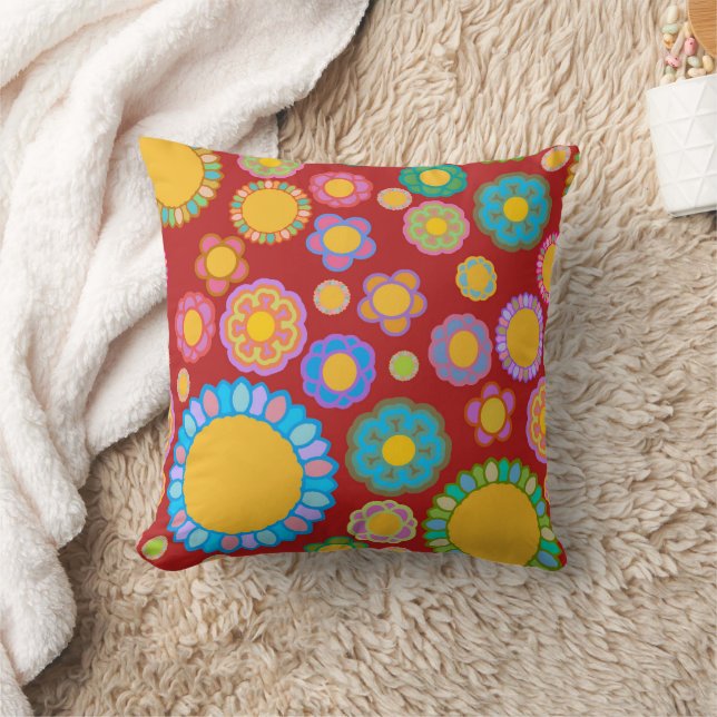 Nostalgic Flora Red Cushion (Blanket)