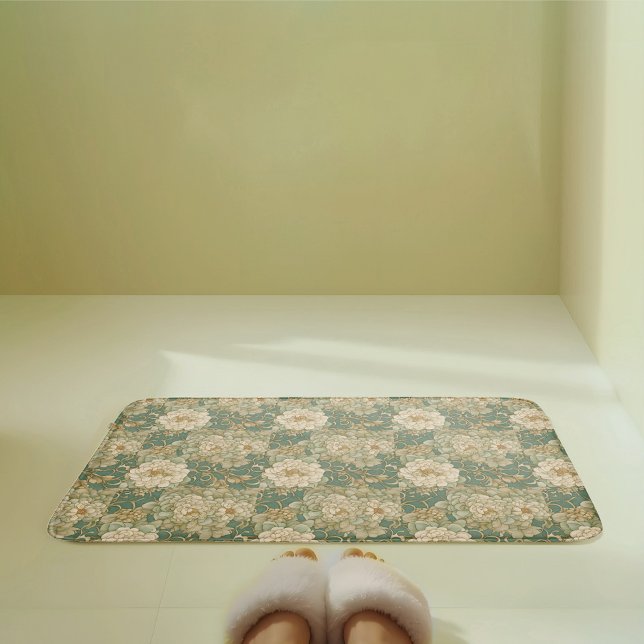 Nostalgic Florals in Vintage Hues Bath Mat (Creator Uploaded)