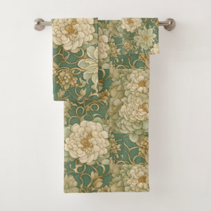 Nostalgic Florals in Vintage Hues Bath Towel Set