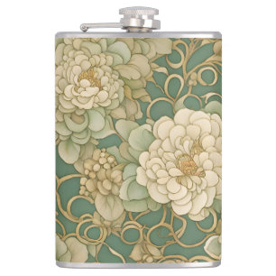 Nostalgic Florals in Vintage Hues Hip Flask