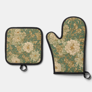 Nostalgic Florals in Vintage Hues Oven Mitt & Pot Holder Set