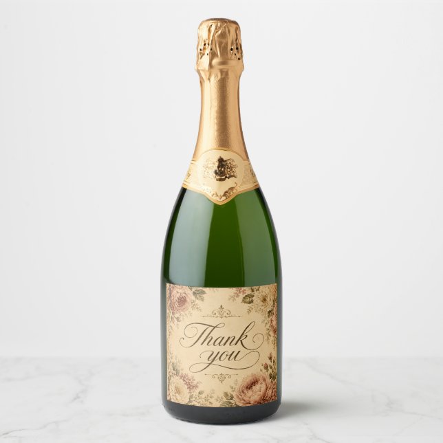 nostalgic flowers champagne bottle label (Front)