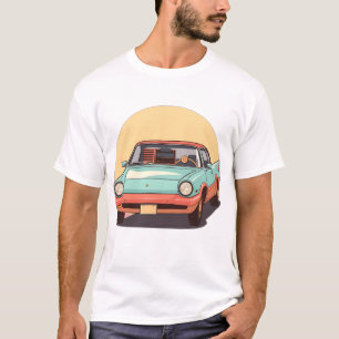 Nostalgic Future Car with Vintage Radio T-Shirt