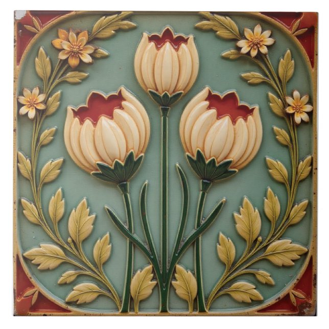 Nostalgic Garden Florals Ceramic Tile (Front)