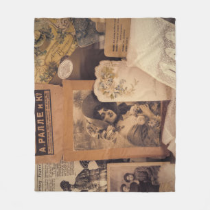Nostalgic Glamour: Vintage Russian Portraits. Fleece Blanket