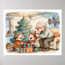 Nostalgic Grandpa Christmas Family Wall Art