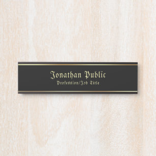 Nostalgic Handwritten Black And Gold Classic Look Door Sign