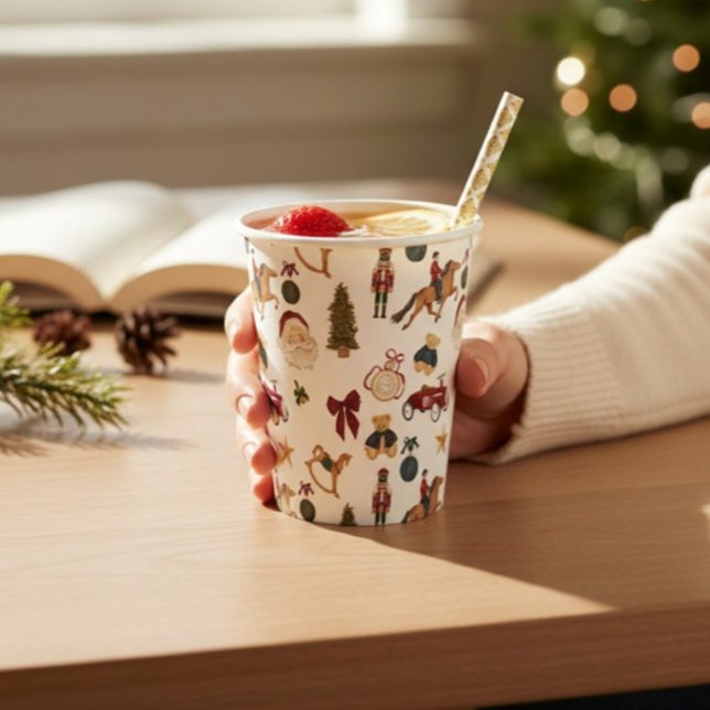 Nostalgic Holiday Toys Watercolor festive Paper Cups (Creator Uploaded)
