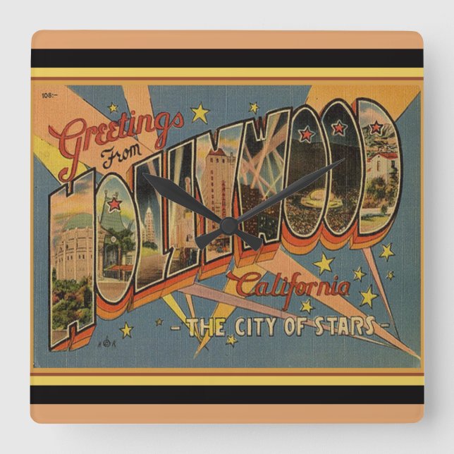 Nostalgic Hollywood Square Wall Clock (Front)