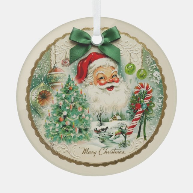 Nostalgic Kitschmas  Glass Tree Decoration (Front)