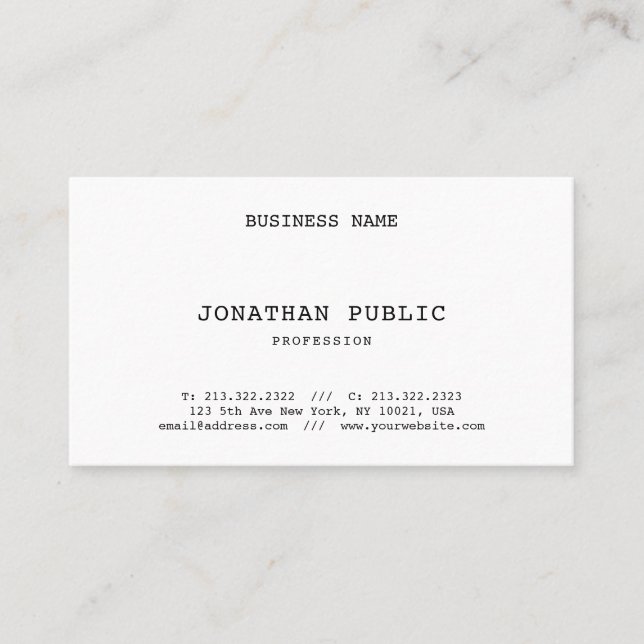 Nostalgic Look Elegant Classic Minimalist Template Business Card (Front)