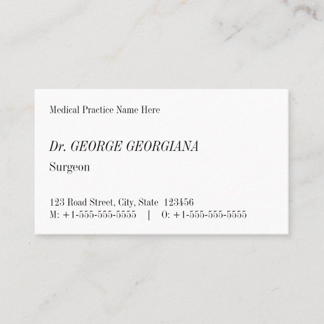 Nostalgic Medical Professional Business Card (Front)