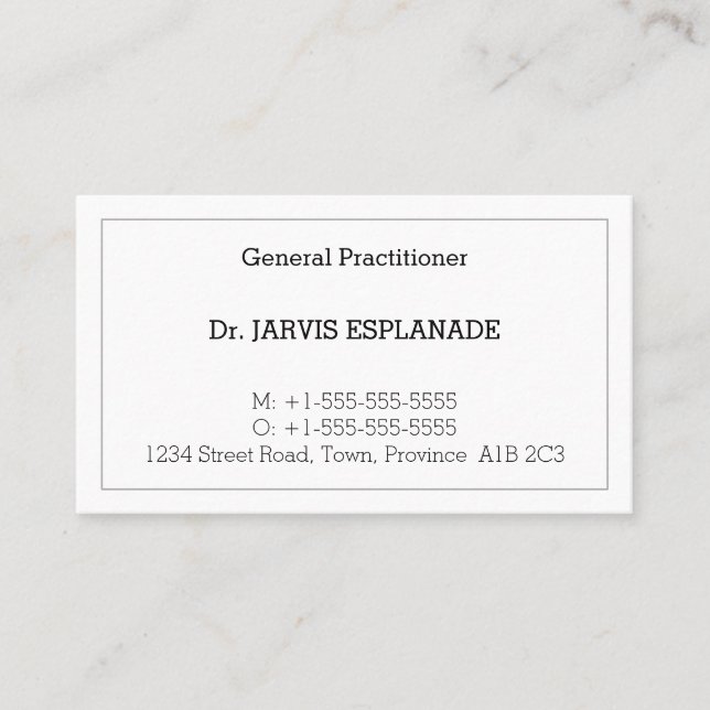 Nostalgic Medical Professional Business Card (Front)