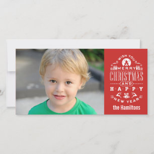 Nostalgic Merry Christmas RED typography Holiday Card