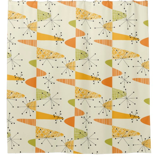 Nostalgic Middle Age Geometric Pattern Shower Curtain (Front)