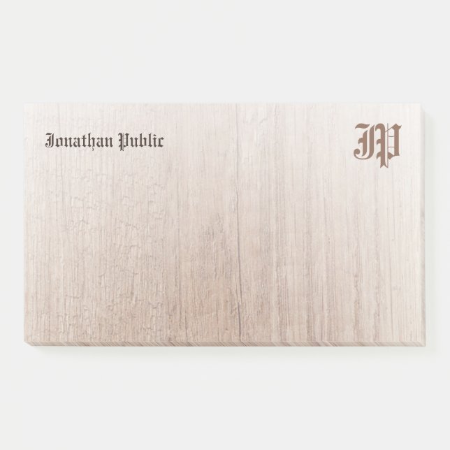 Nostalgic Monogram Template Custom Wood Look Post-it Notes (Front)