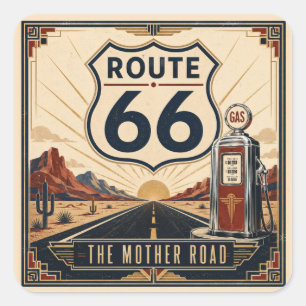 Nostalgic Mother Road Sunrise Travel Keepsake Square Sticker