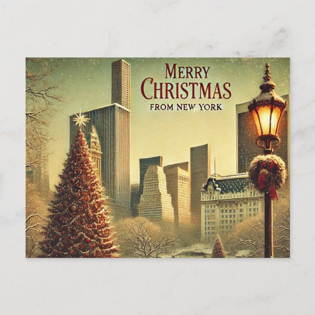 Nostalgic New York Christmas Design Holiday Postcard (Front)