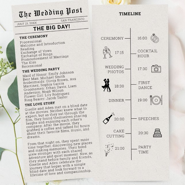Nostalgic Newspaper Wedding Program (News Paper Wedding Program)