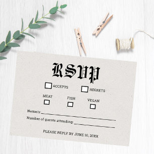 Nostalgic Newspaper Wedding RSVP Card