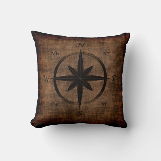 Nostalgic Old Compass Rose Cushion (Front)