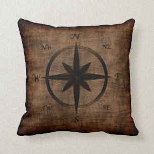 Nostalgic Old Compass Rose Cushion