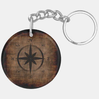 Nostalgic Old Compass Rose Design Key Ring