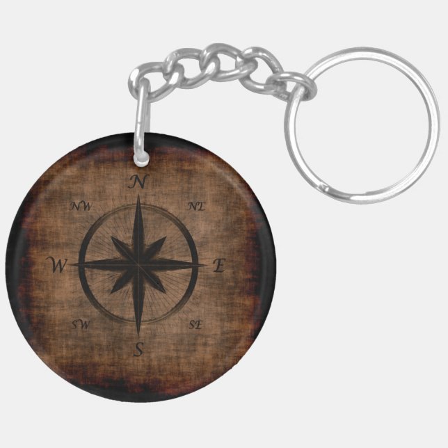 Nostalgic Old Compass Rose Design Key Ring (Back Right)