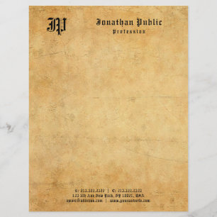 Nostalgic Old Paper Look Monogram Personalised Custom Letterhead