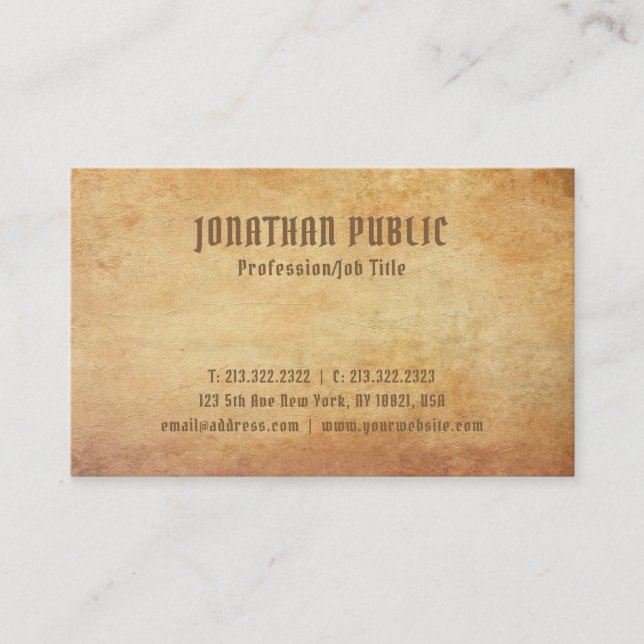 Nostalgic Old Paper Look Premium Thick Luxury Business Card (Front)