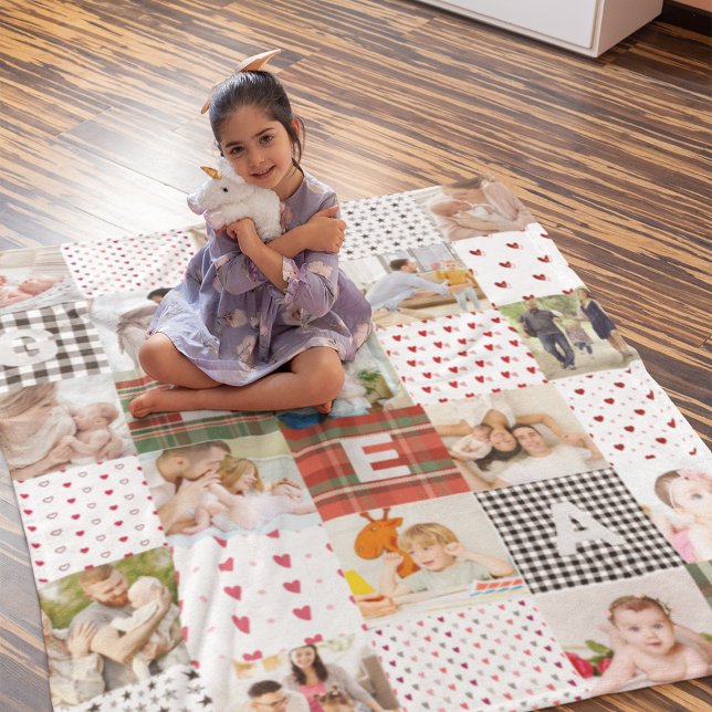 Nostalgic Patchwork Memories: Quilt Pattern Photo Fleece Blanket (Creator Uploaded)