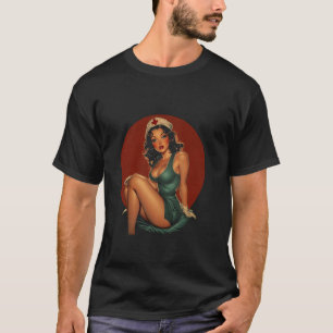 Nostalgic Pin-Up Style Nurse Art T-Shirt