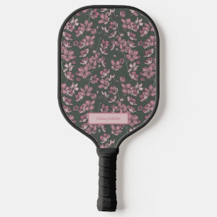 Nostalgic pink floral Custom Name Pickleball Paddle