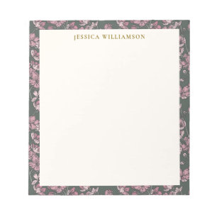 Nostalgic pink floral Personalised Name Notepad