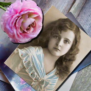 Nostalgic  Portrait – Pensive Girl Postcard