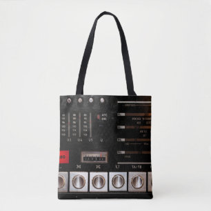Nostalgic Radio: Stereo Button Display Tote Bag