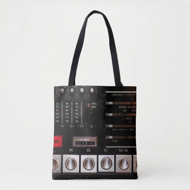 Nostalgic Radio: Stereo Button Display Tote Bag (Front)