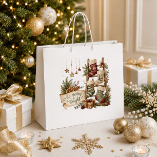 Nostalgic Red Green Vintage Christmas Gift Bag Sty