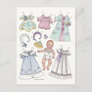 Nostalgic Redhead Baby Paper Doll Postcard