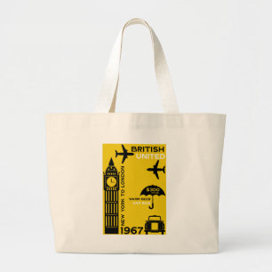 Nostalgic Retro Airline Poster Large Tote Bag